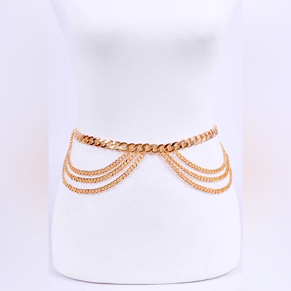 Gold Layered Metal Chain Adjustable Statement Belt